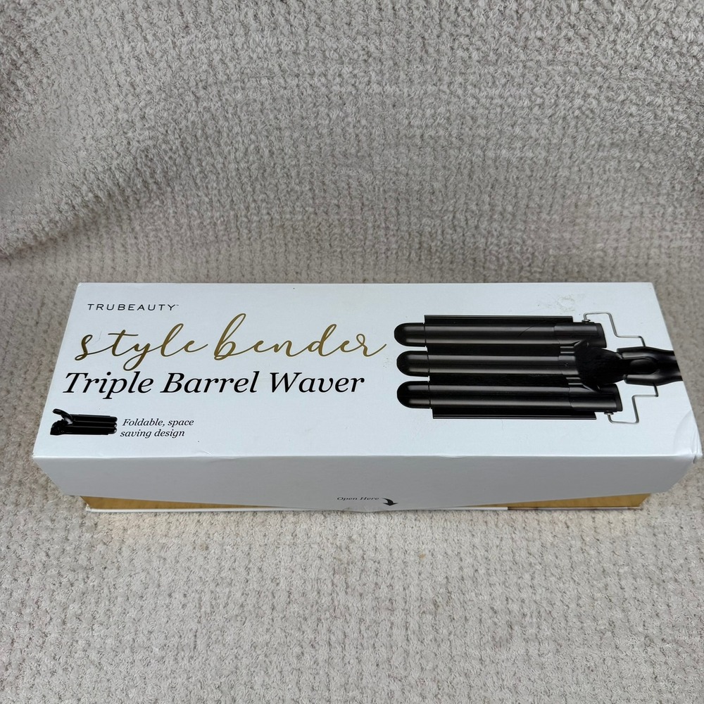 TRUBEAUTY Style Bender Triple Barrel Waver TB1012 Foldable Hair Curler‎ Blk Gold